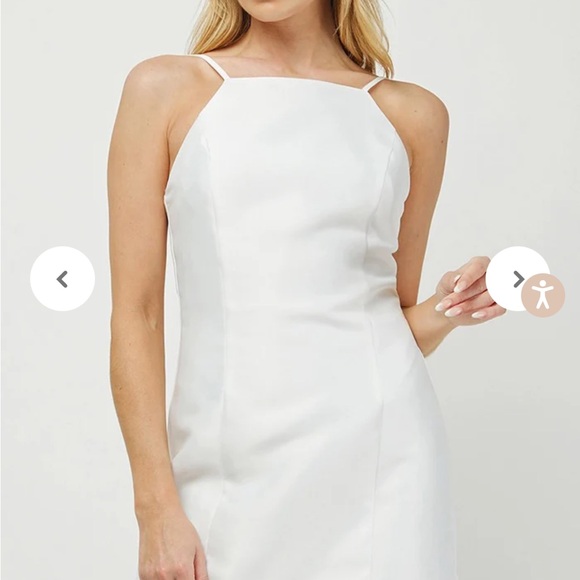 Small- High Neck White Satin Dress - Picture 2 of 2